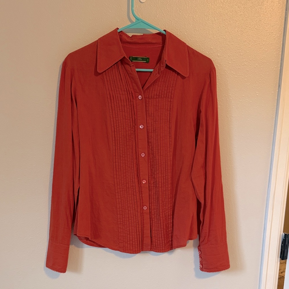 Oilily Burnt Orange Red Button Down Shirt Size 38